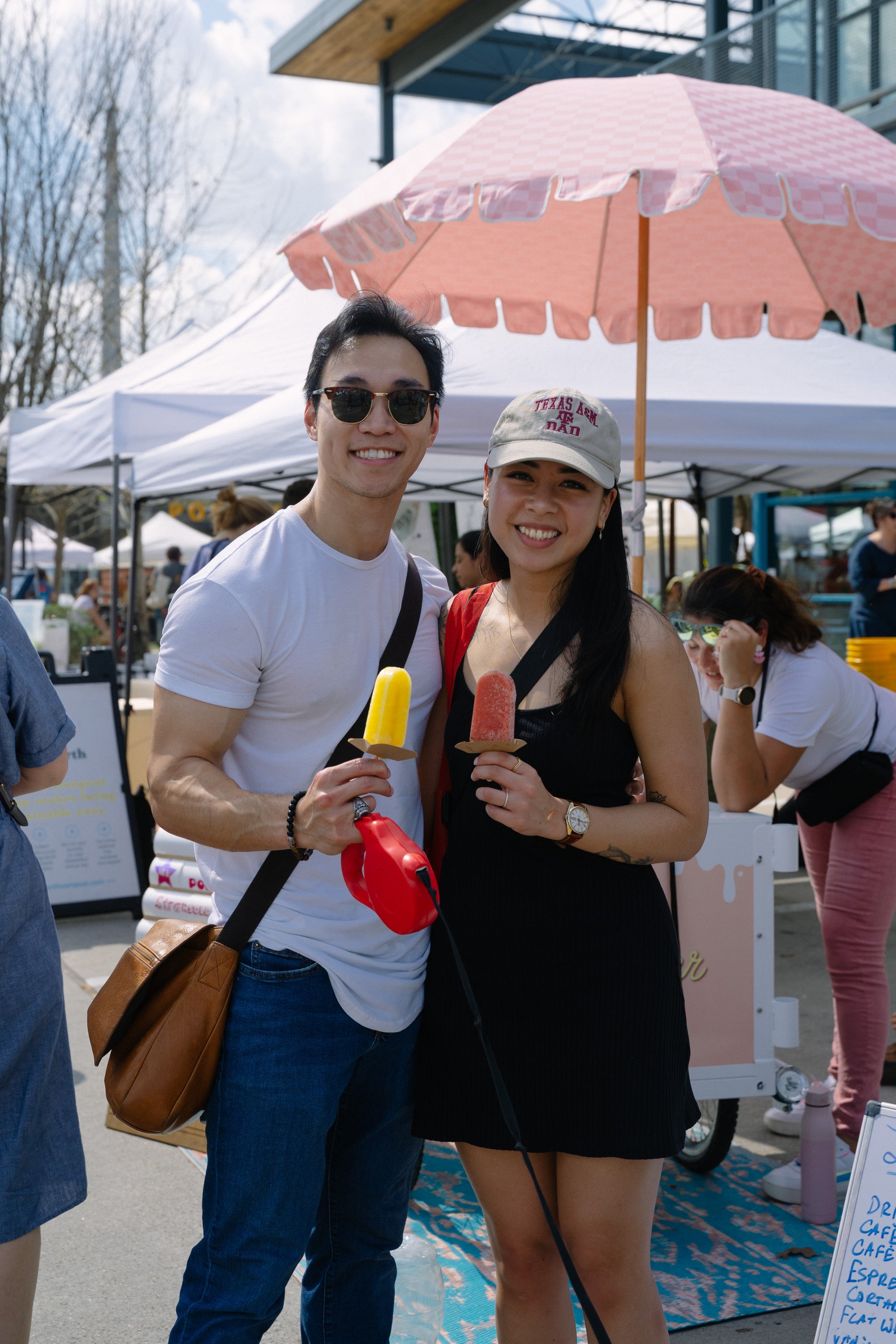 Woman and man happy having dairy free ice pops