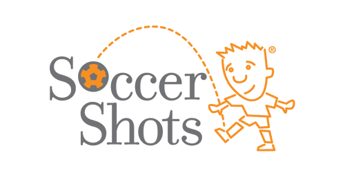 Soccer Shots Logo. Illustrtion of child hitting a soccer ball.